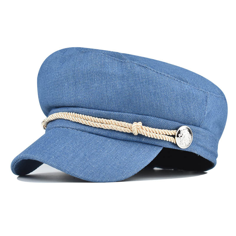 ZARSIO Denim Beret Hat Painter Hat For Women French Hat Artist Hat Casual Sun Hat With Adjustable Strap
